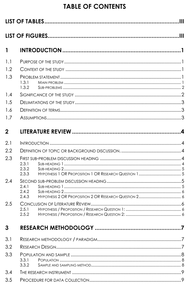 sequence of writing research proposal