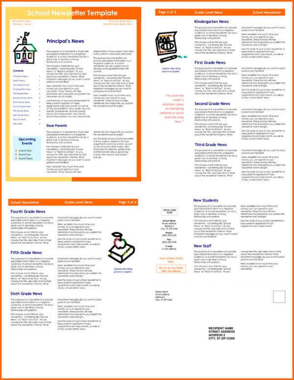 free school newsletter templates for microsoft word