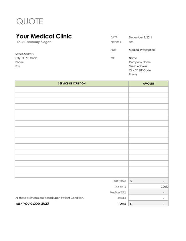 Sample Quotation Letter For Medical Supplies Caresizsiniz