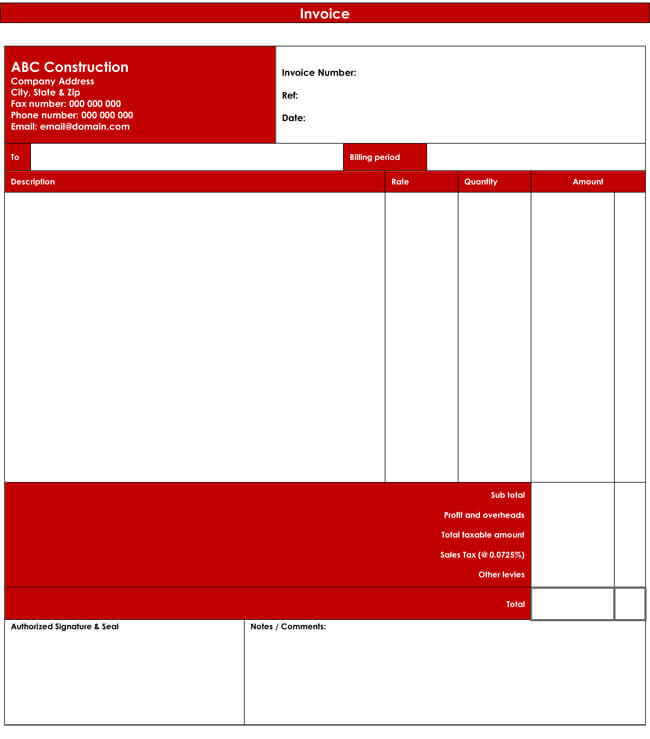 blank invoice template in word format download