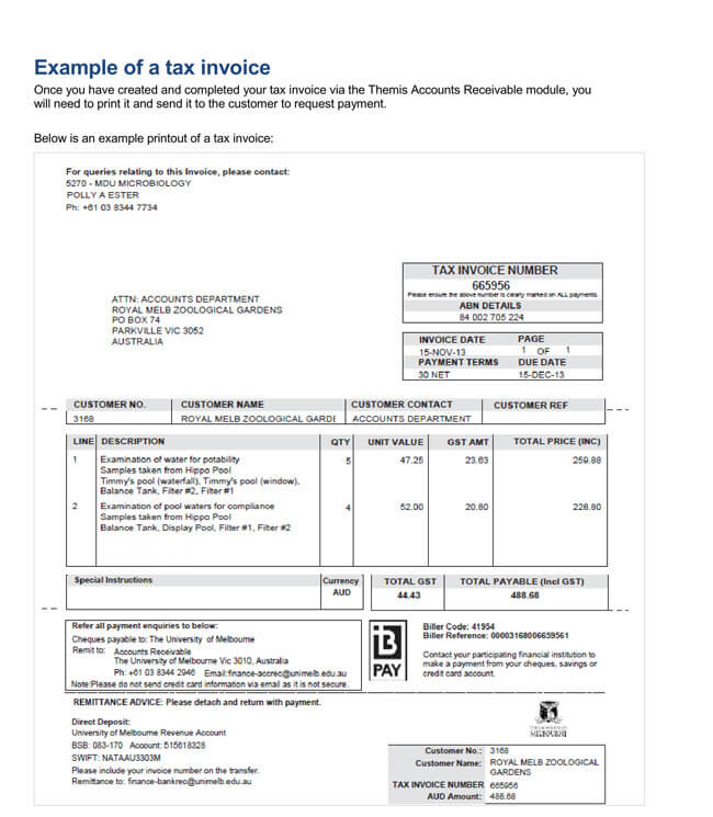 tax invoice sample