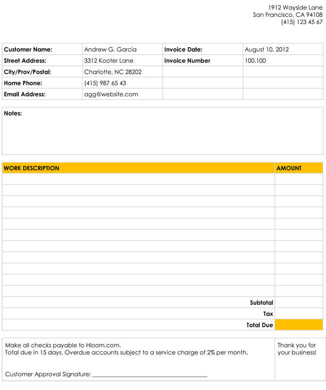 Editable Invoice Ms Excel Templates - Bank2home.com