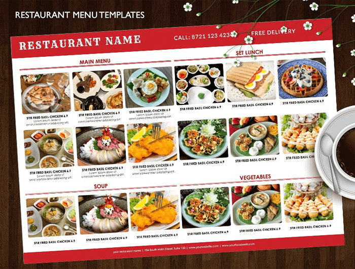 Indian Style Restaurant Menu Templates - Single, Bi-Fold, Tri-Fold