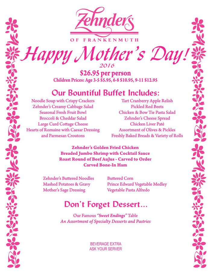 Special Mother s Day Menu Templates Free Printables