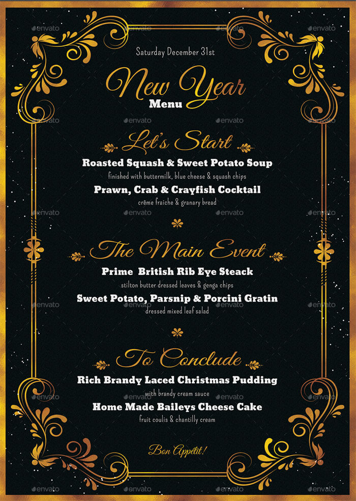 8+ Best New Year Menu Templates to Try This Season