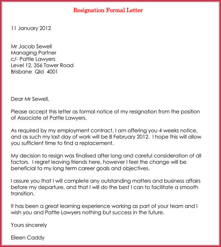 Resignation Letter Examples By Industry