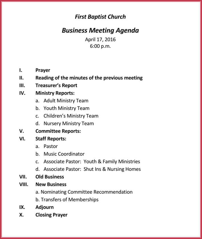 church business meeting opening prayer