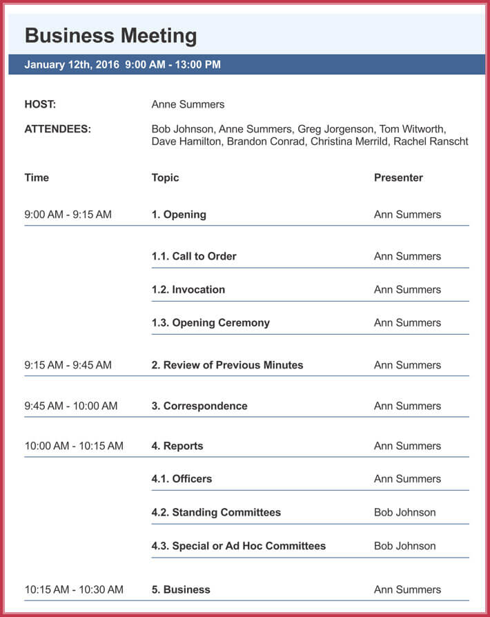 10 Free Business Meeting Agenda Templates How to Create