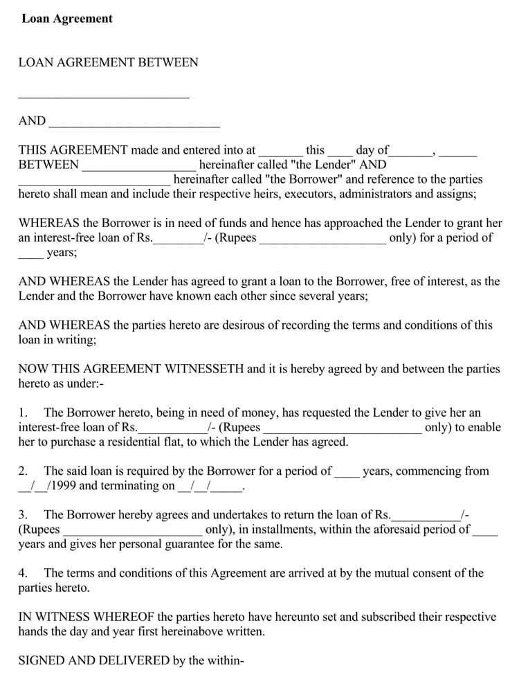 Personal Line Of Credit Agreement Template