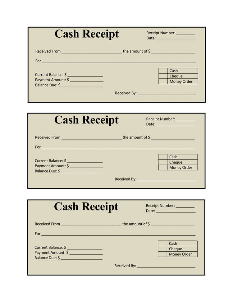 Cash Transaction Receipt Template