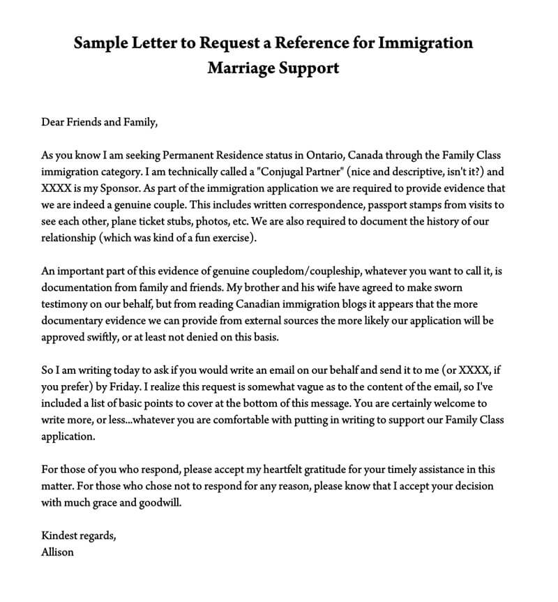 Sample Support Letter From Friends For Immigration Nz 2511