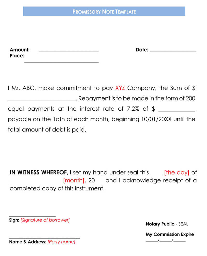20 Free Unsecured Promissory Note Templates Word PDF