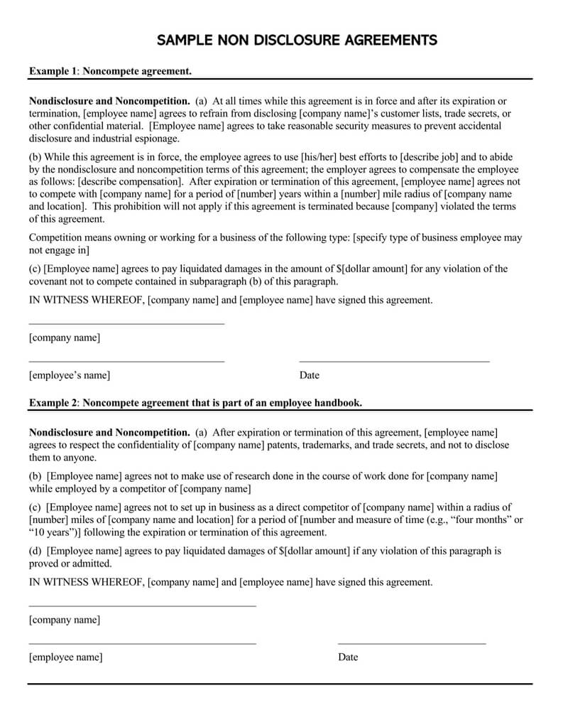Employee Non-Compete Agreement (Free Templates)