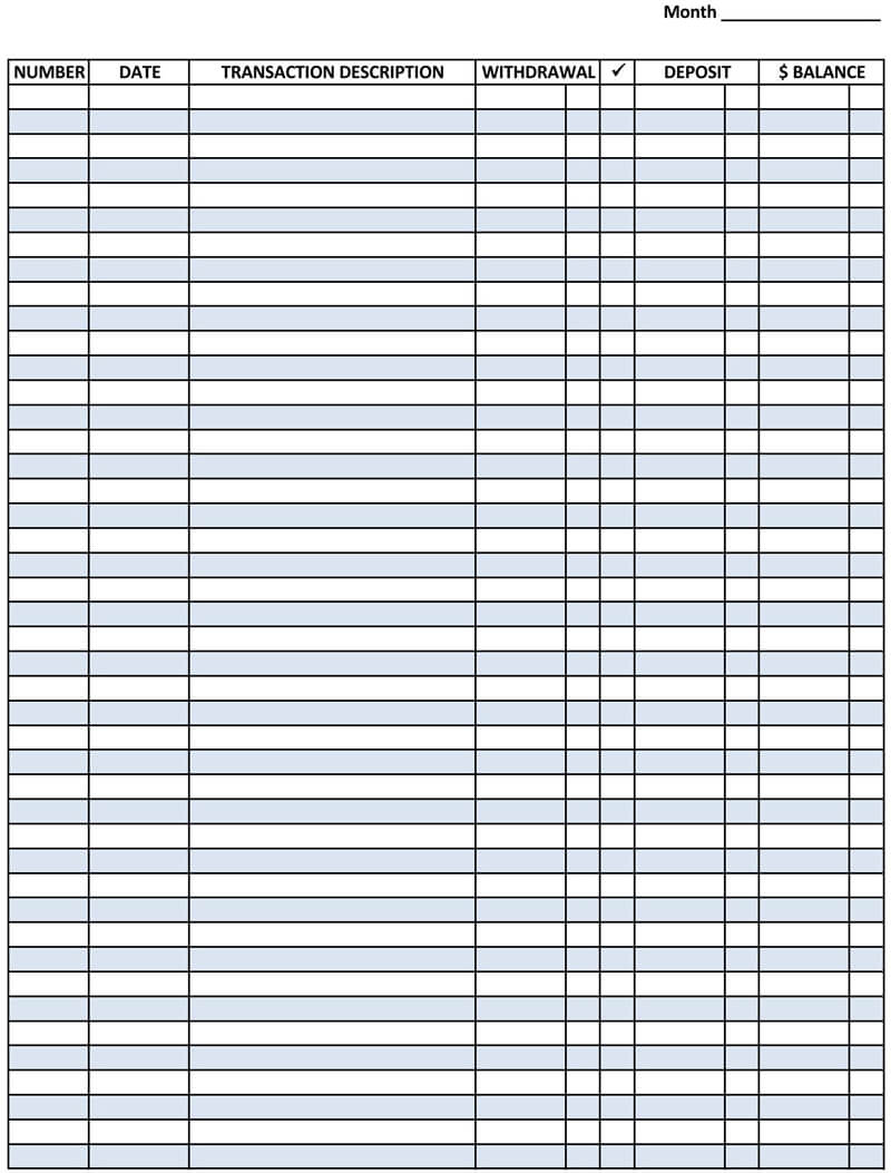 free printable checkbook register
