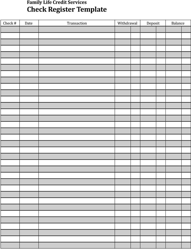 printable personal checkbook register