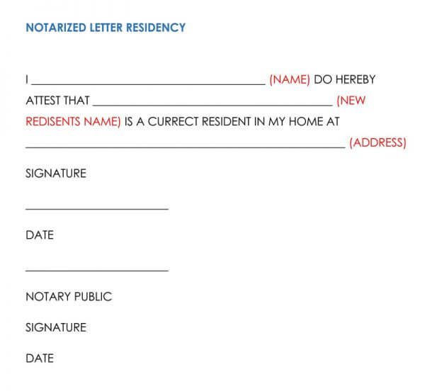 Notarized Residency Letter Sample 600x552 