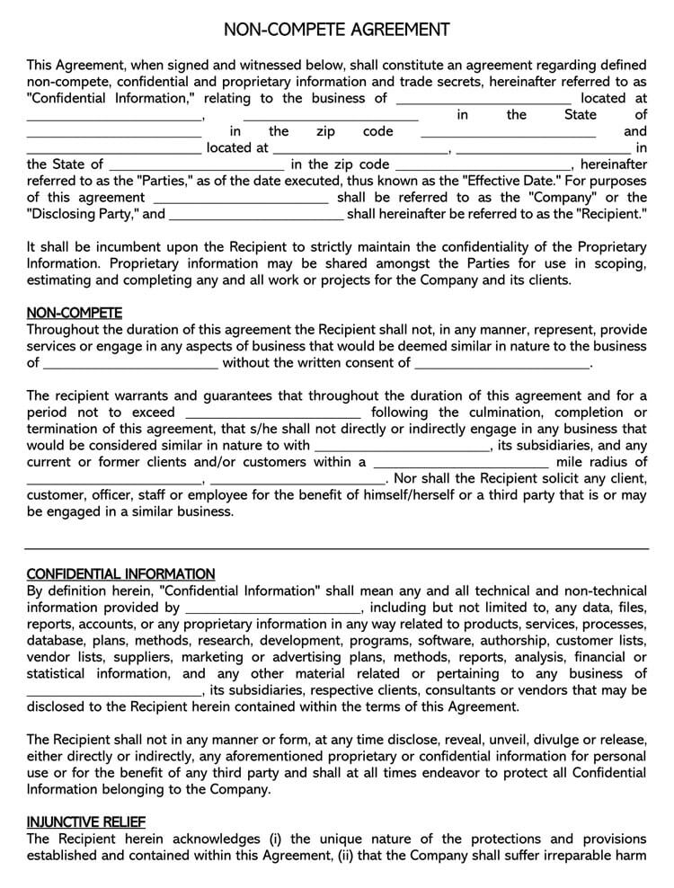  FREE Non Compete Agreement Template Word PDF 