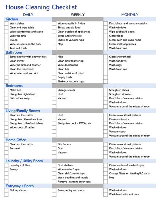 deep cleaning checklist free printable