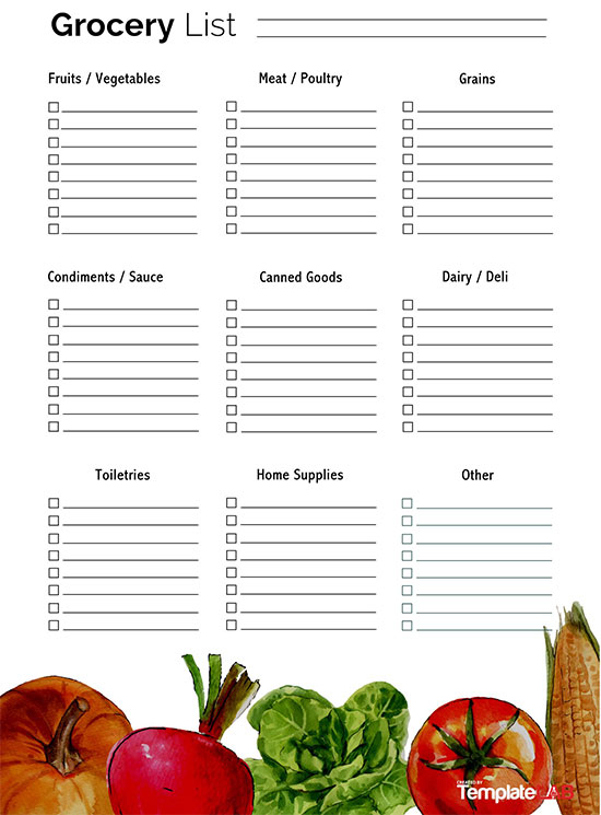 Free Printable Grocery List Templates (Shopping List)