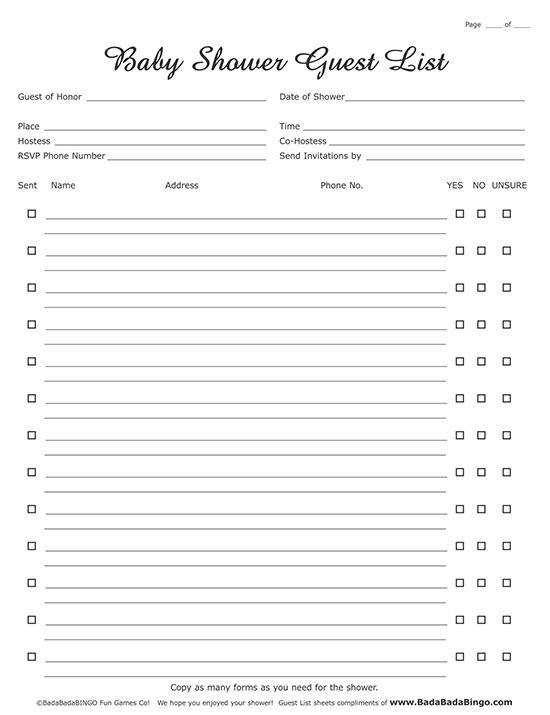 Rsvp List Template Collection