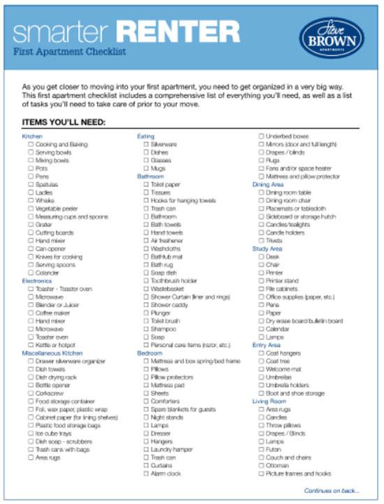 online first apartment checklist