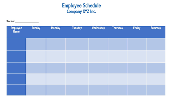 printable work schedules for employees