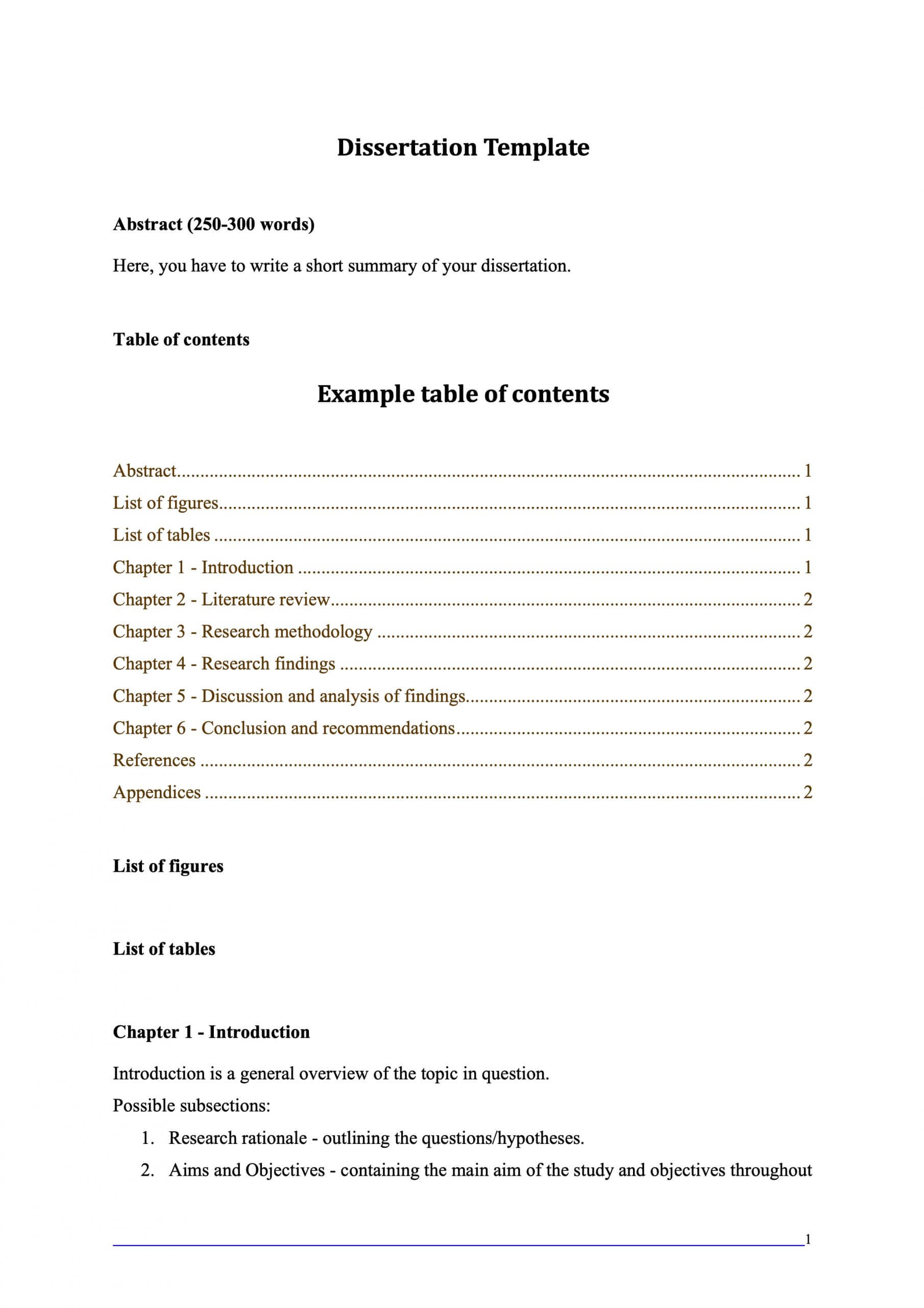 free dissertation template