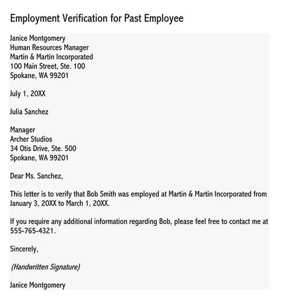 Employment Verification Letter (Sample Letters & Examples)