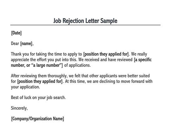 How To Write A Letter Rejecting An Applicants