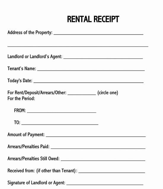 Download Printable Rent Receipt Format India Background Ugot