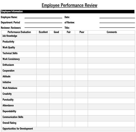 24 Free Employee Performance Evaluation Forms (Word | Excel)