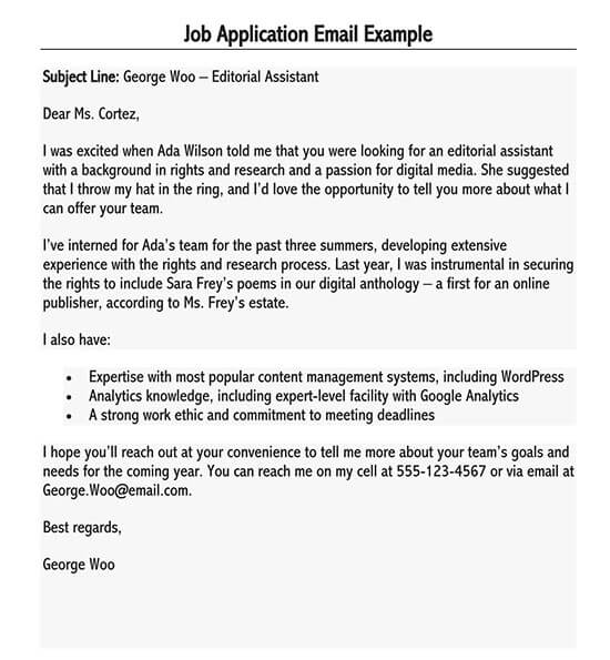 job application letter for unknown position