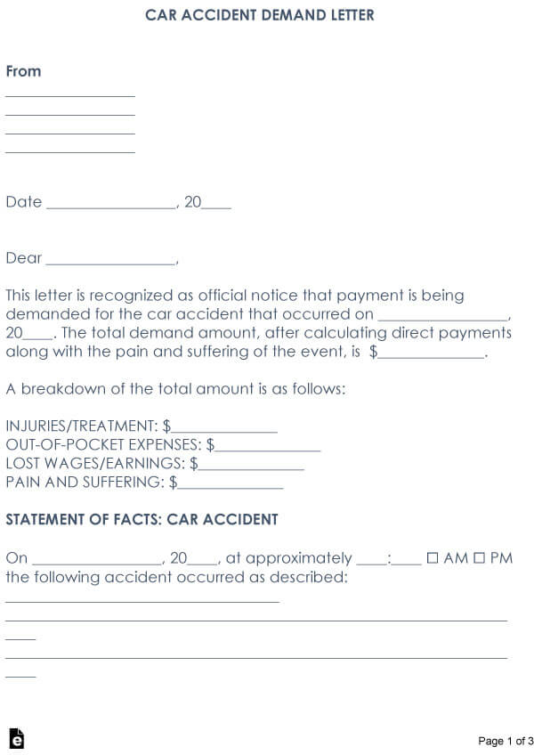 Car Accident Demand Letter Free Templates