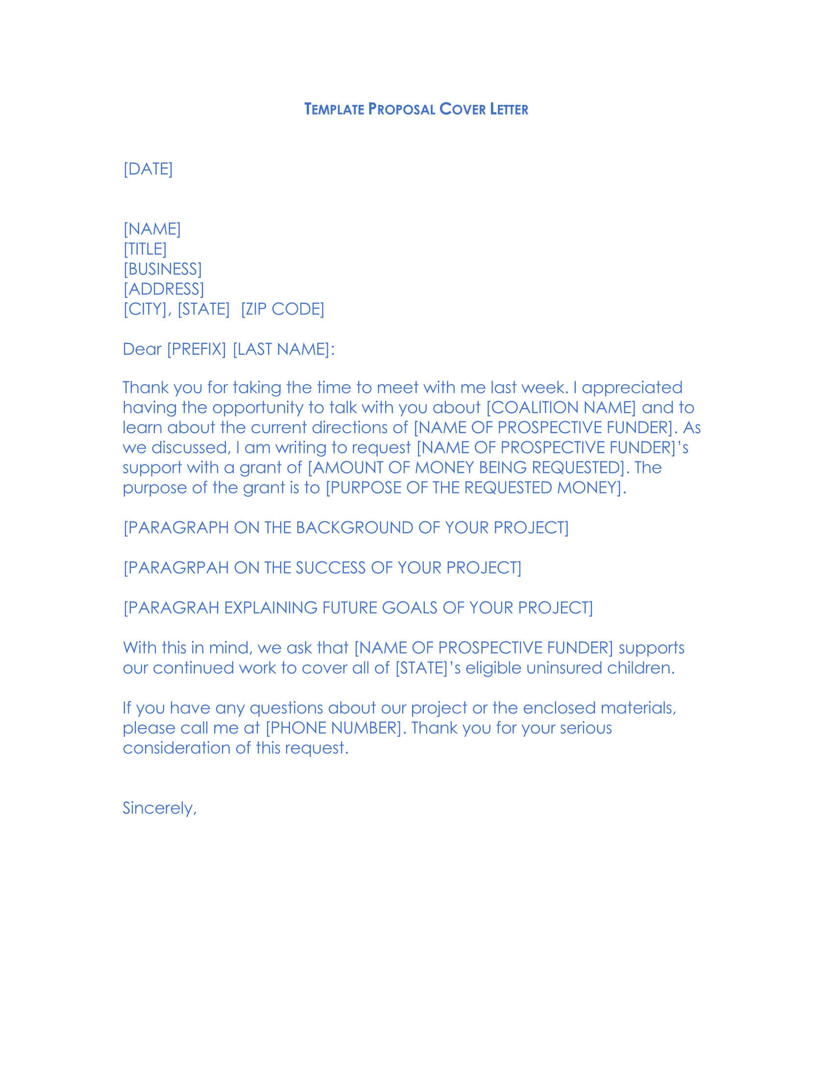 cover letter format for grant