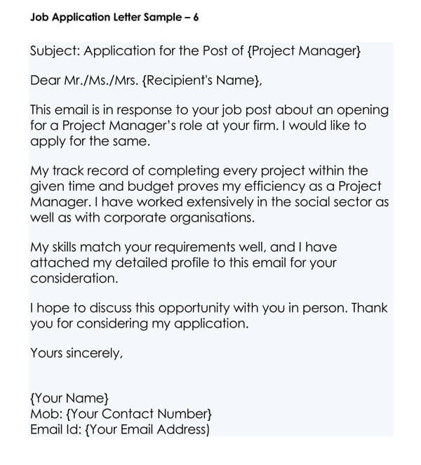 Write An Application Letter For A Job Of Your Choice