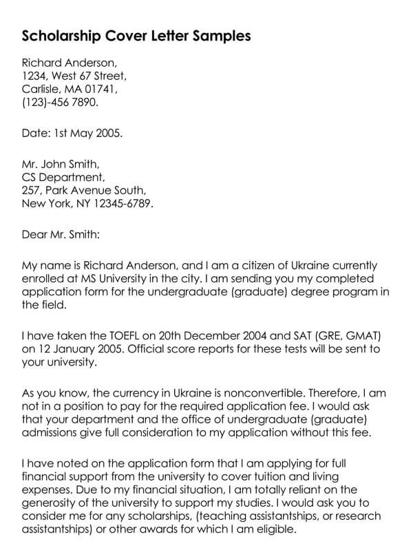letter for phd scholarship application