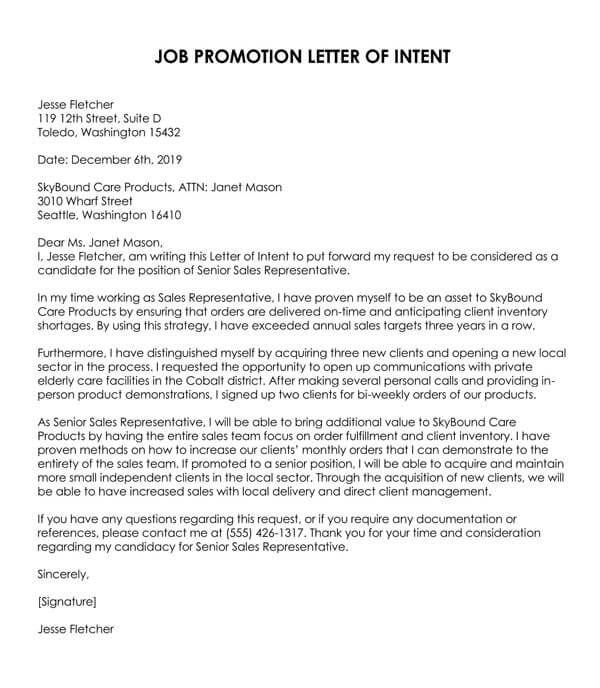 cover letter for promotion consideration