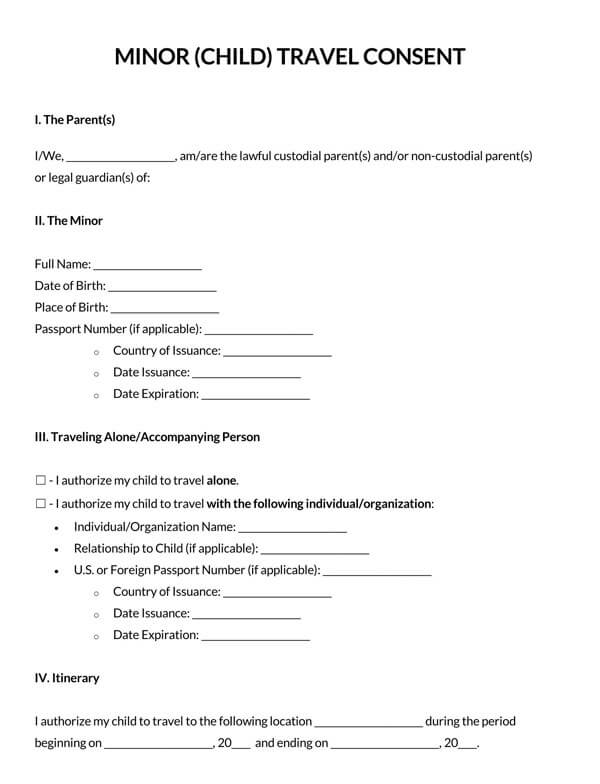 Free Minor Child Travel Consent Forms How To Use PDF