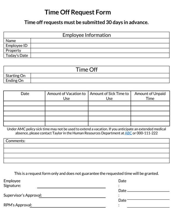 28 Employee Vacation/Time Off Request Forms | How to Use