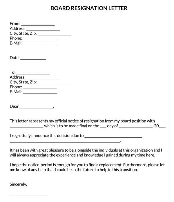 to whom it may concern resignation letter