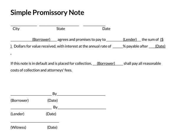 Free Promissory Note Templates
