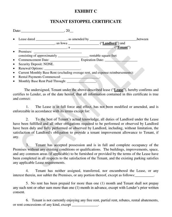 Free Tenant Estoppel Certificate Templates