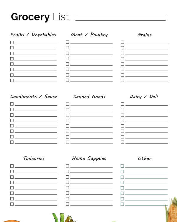 45+ Printable Grocery List Templates (Word, Excel, PDF)