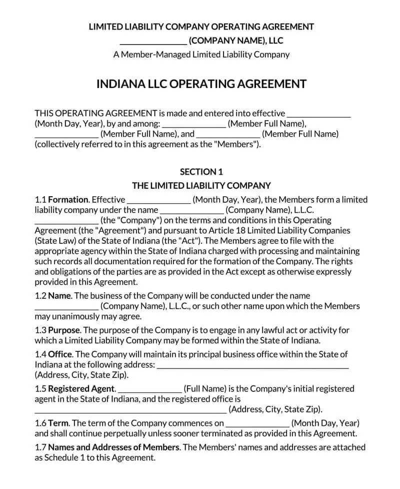 multi member llc operating agreement template